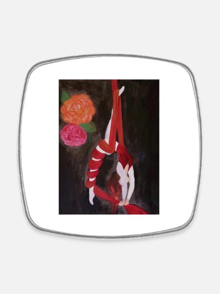 Aerial Silks and Splits: Roses - Viereckiger Kühlschrankmagnet - Weiß