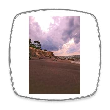 Plage sauvage de Pleśna avant la tempête - Magnet carré - blanc - Devant