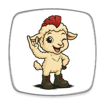 Punk Rock Lamb - Square fridge magnet - white - Front