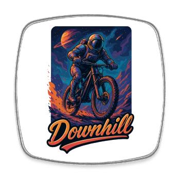 MTB Mountainbiking Downhill Astronaut Geschenk - Viereckiger Kühlschrankmagnet - Weiß - Vorne