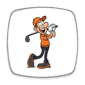 Cartoon Golfer - Männlich - Viereckiger Kühlschrankmagnet - Weiß - Vorne