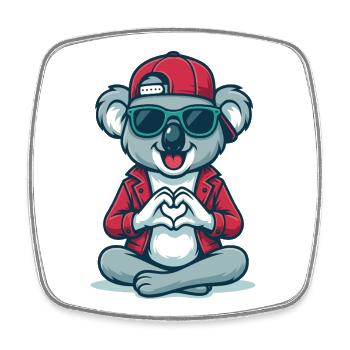 Chill Heart Koala - Square fridge magnet - white - Front