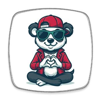 Chill Heart Panda - Square fridge magnet - white - Front