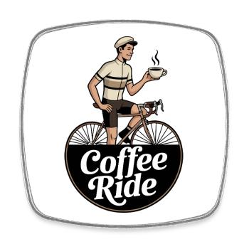 Coffee Ride – Vintage Cycling Logo Tee - Square fridge magnet - white - Front