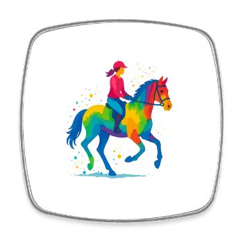 Équitation Coloré - Magnet carré - blanc - Devant
