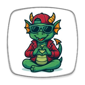 Amour du dragon cool - Magnet carré - blanc - Devant