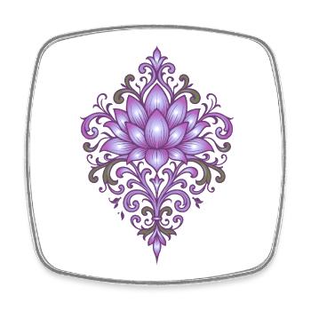 Ornamental Lotus Flower in Violet & Green - Square fridge magnet - white - Front