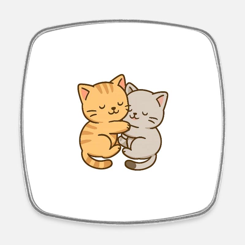 Two little kittens are sleeping together - Square fridge magnet - white
