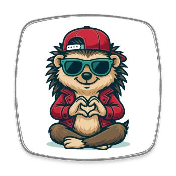 Hedgehog Heart Beat - Viereckiger Kühlschrankmagnet - Weiß - Vorne