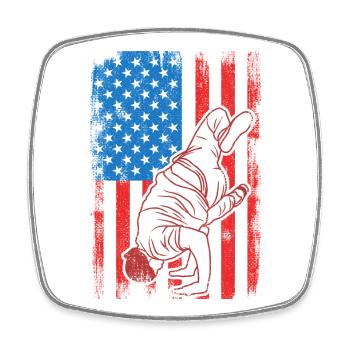4. Juli USA Breakdance - Viereckiger Kühlschrankmagnet - Weiß - Vorne
