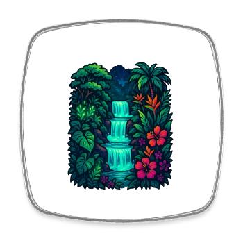 Tropical Waterfall - Square fridge magnet - white - Front