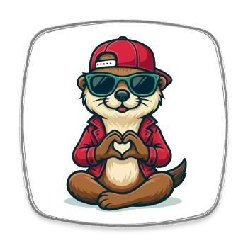 Otterly in Love - Square fridge magnet - white - Front