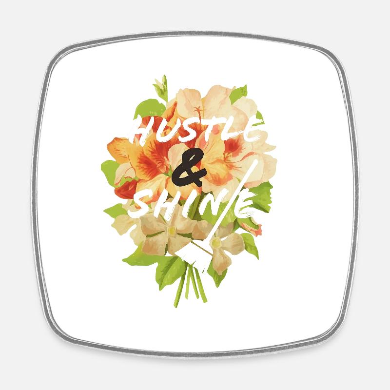 Hustle & Shine - Square fridge magnet - white