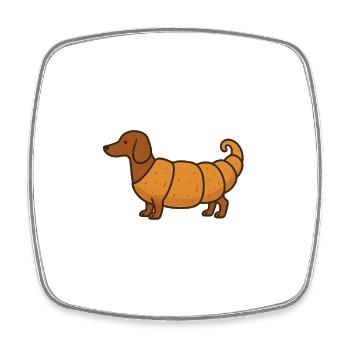 Mashup de croissant teckel - Magnet carré - blanc - Devant