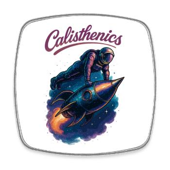 Gymnastique suédoise astronaute pompes fusée cadeau - Magnet carré - blanc - Devant