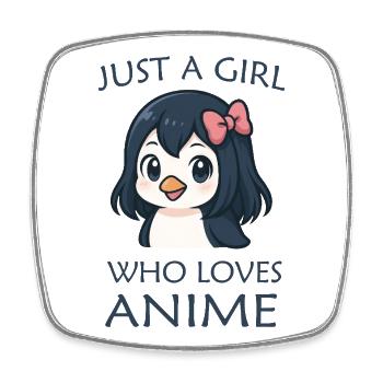 Pingouin mignon Juste une fille qui aime l’anime - Magnet carré - blanc - Devant