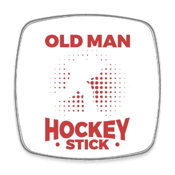 Old Man With A Hockey Stick - Viereckiger Kühlschrankmagnet - Weiß - Vorne