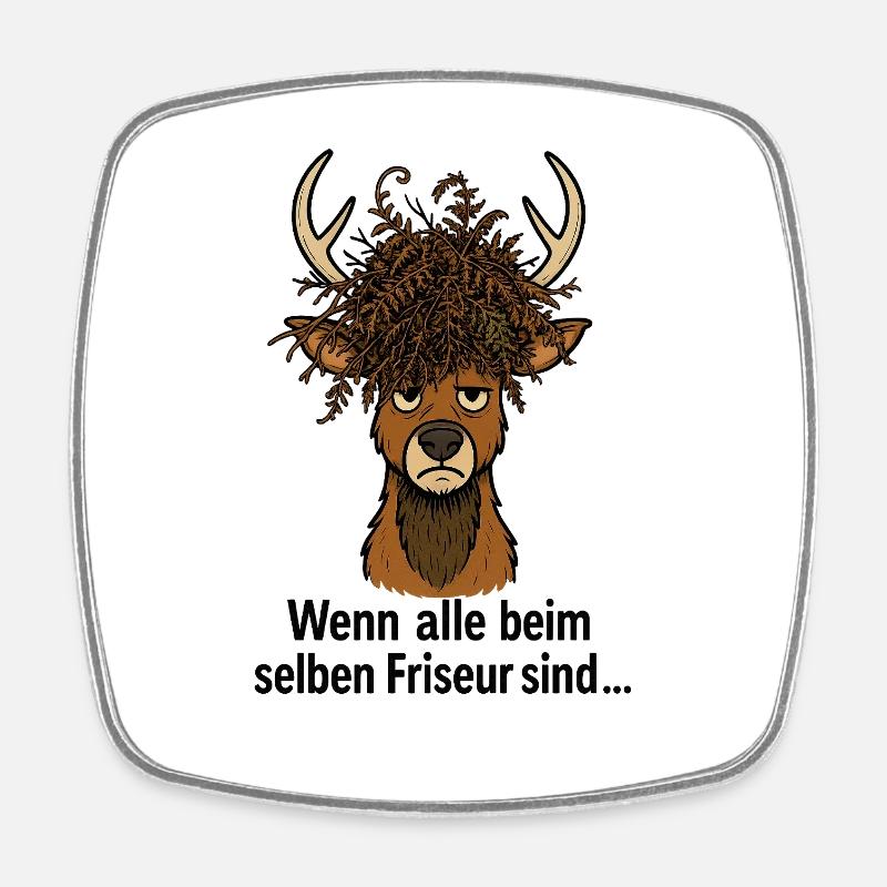 Coiffeur Hirsch Horst - Magnet carré - blanc