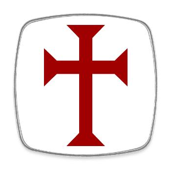 Rotes Templerkreuz - Viereckiger Kühlschrankmagnet - Weiß - Vorne