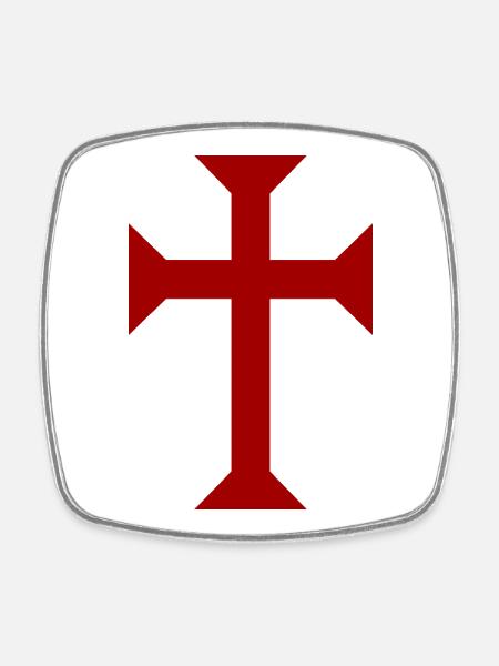 Red Templar Cross - Square fridge magnet - white