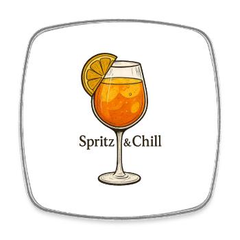 Spritz & Chill - Viereckiger Kühlschrankmagnet - Weiß - Vorne