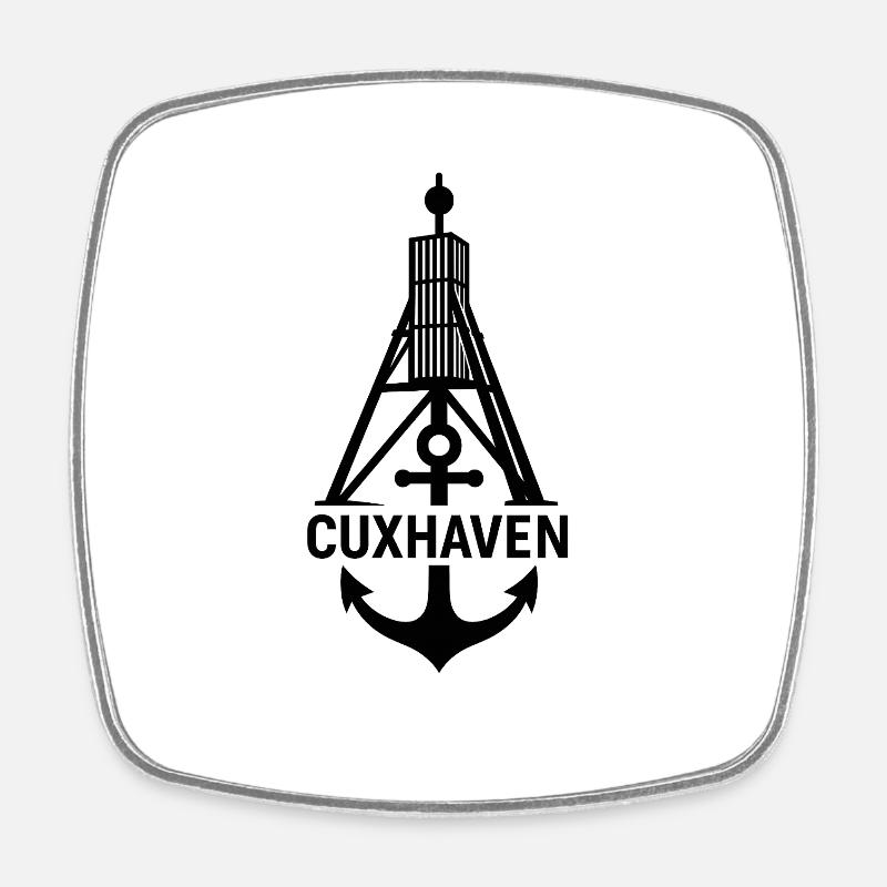 Kugelbake anker cuxhaven - Viereckiger Kühlschrankmagnet - Weiß