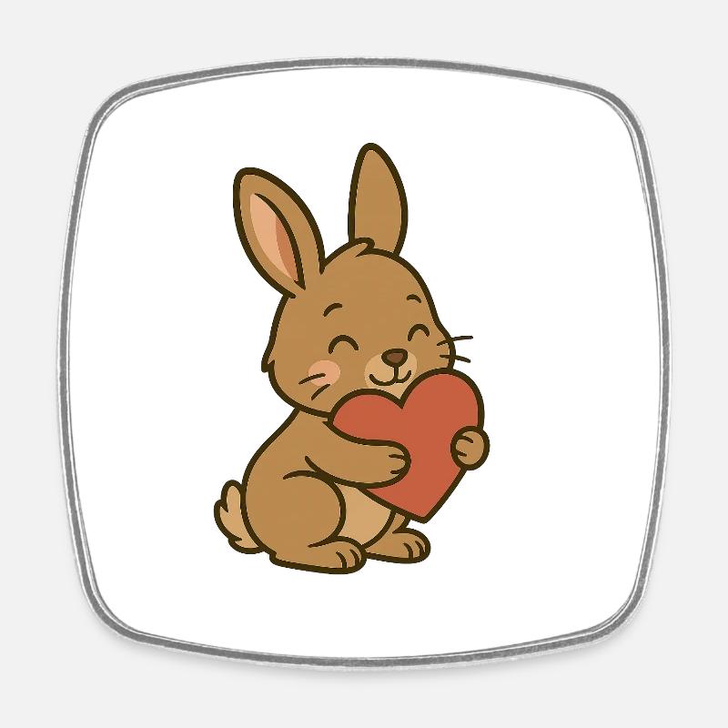 Cuddly Bunny Heart - Square fridge magnet - white