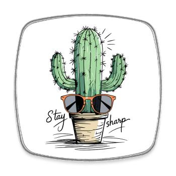 Cactus Sunglasses Design - Square fridge magnet - white - Front