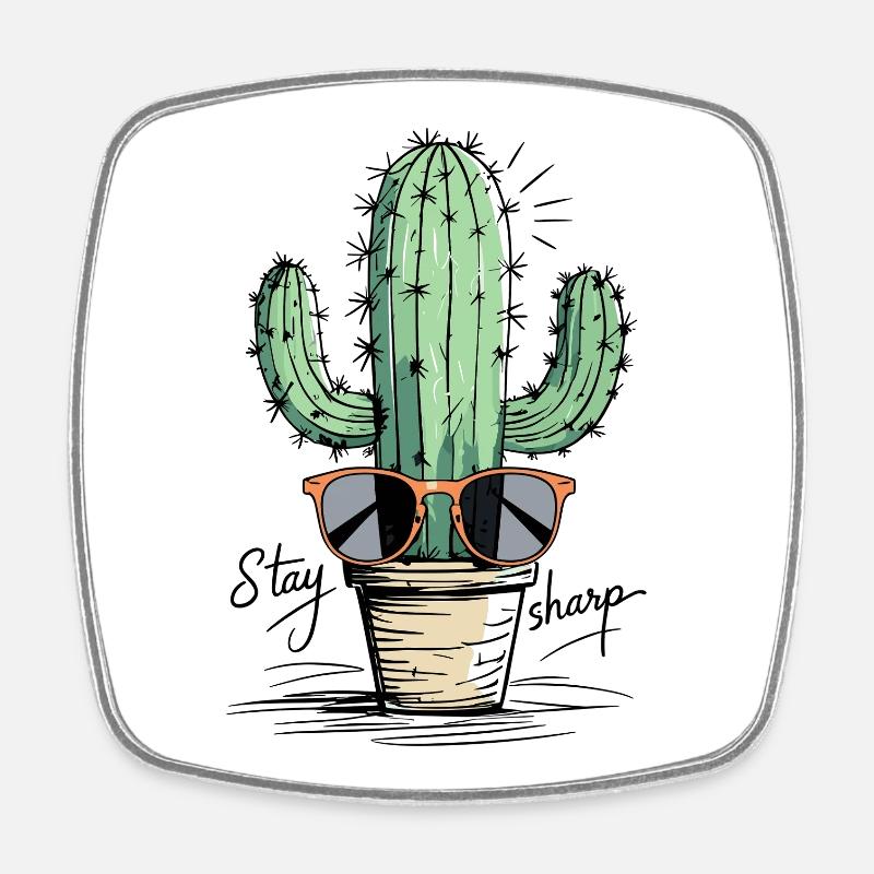 Cactus Sunglasses Design - Square fridge magnet - white