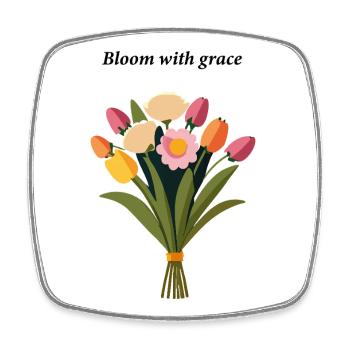 Bouquet printanier de tulipes et de roses - Magnet carré - blanc - Devant