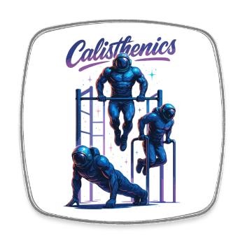 Calisthenics Astronaut Dips Push-ups Gift - Square fridge magnet - white - Front
