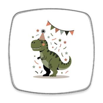 Dino Birthday Party T-Rex Design Kids - Square fridge magnet - white - Front