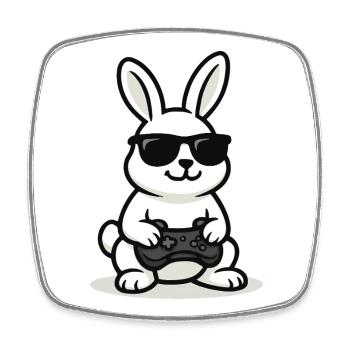Lapin de jeu cool - Magnet carré - blanc - Devant