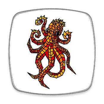 Feuriges Mosaik-Oktopus-Design - Viereckiger Kühlschrankmagnet - Weiß - Vorne