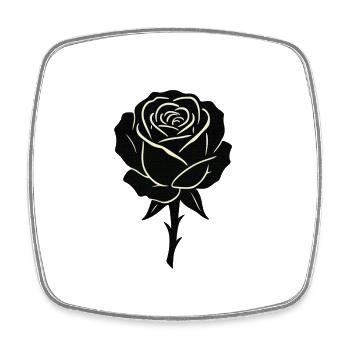 Schwarze Rose Umrissdesign - Viereckiger Kühlschrankmagnet - Weiß - Vorne