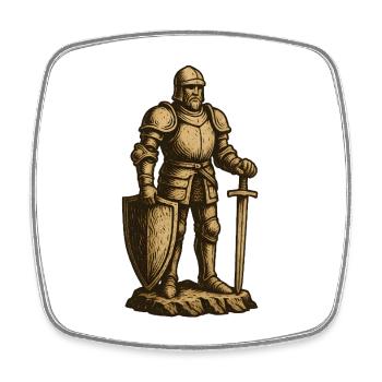 Chevalier en tenue de combat historique - Magnet carré - blanc - Devant