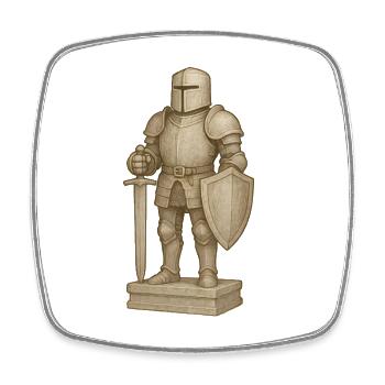 Figurine de samouraï chevaleresque dans le style de la pierre - Magnet carré - blanc - Devant