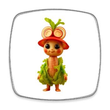 Funny vegetable figurine ideal for children - Square fridge magnet - white - Front