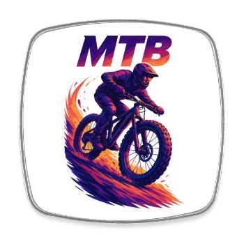 MTB Mountain Biking Fatbike Cruising Gift - Square fridge magnet - white - Front