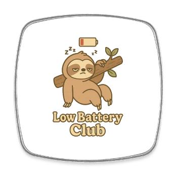 Low Battery Club Sloth - Viereckiger Kühlschrankmagnet - Weiß - Vorne