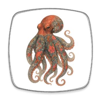 Octopus Yakuza – Watercolor Tattooed Elegance - Square fridge magnet - white - Front