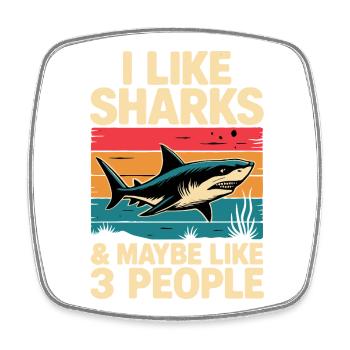 Shark I Like Shirts Vintage Design - Square fridge magnet - white - Front