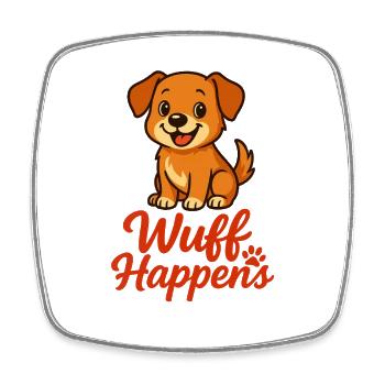 Wuff Happens...mega cutes Hundedesign - Viereckiger Kühlschrankmagnet - Weiß - Vorne