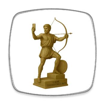 Artful Archer Sculpture - Square fridge magnet - white - Front