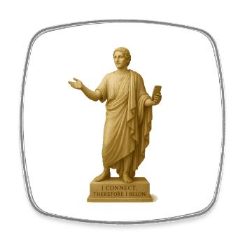 Modern Greek statue with smartphone - Square fridge magnet - white - Front