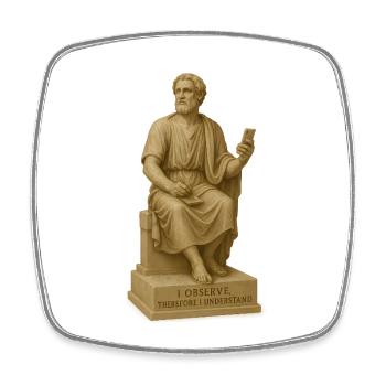 Antiker Philosophenstatue mit Smartphone - Viereckiger Kühlschrankmagnet - Weiß - Vorne