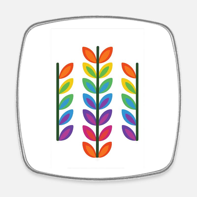 Regenbogenblatt-Design im lebendigen Stil - Viereckiger Kühlschrankmagnet - Weiß