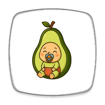 Cute Baby Avocado Print - Square fridge magnet - white - Front