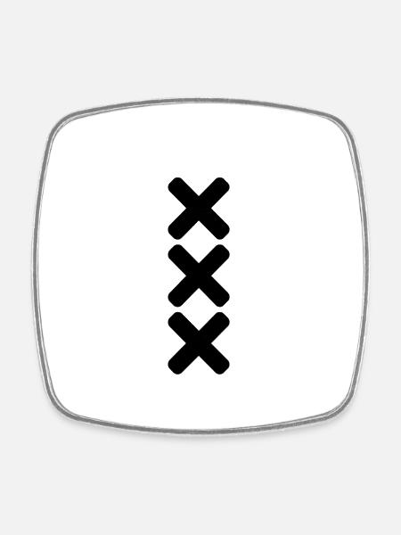 Amsterdam Black XXX - Square fridge magnet - white