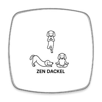 Dackel Dachshund Yoga Line Art cute süß zen pose - Viereckiger Kühlschrankmagnet - Weiß - Vorne